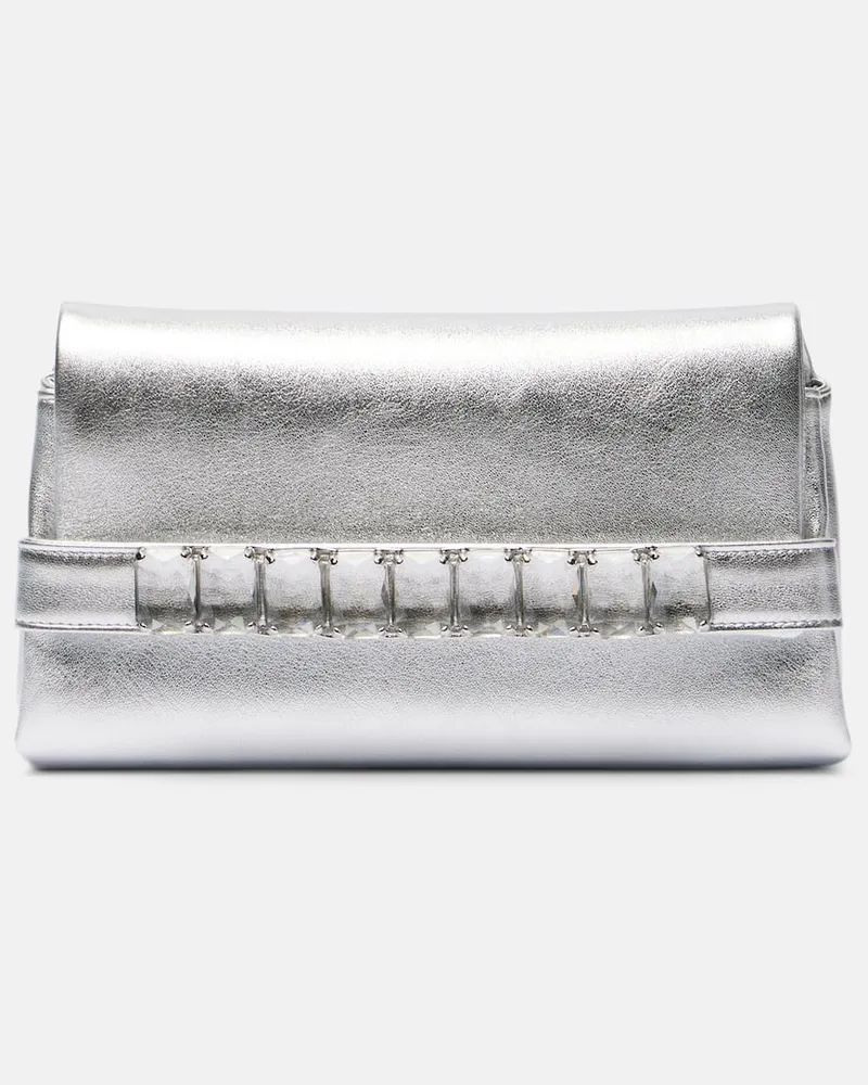 Jimmy Choo Clutch Kya aus Metallic-Leder Silber