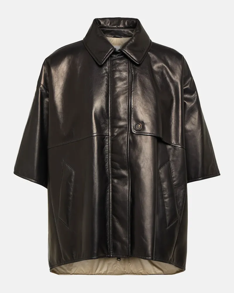 Brunello Cucinelli Hemdjacke aus Leder Schwarz