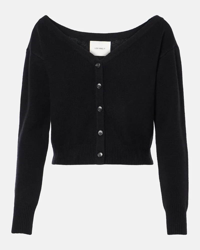 Lisa Yang Off-Shoulder-Cardigan Beata aus Kaschmir Schwarz