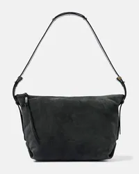 Isabel Marant Schultertasche Leyden aus Veloursleder Schwarz