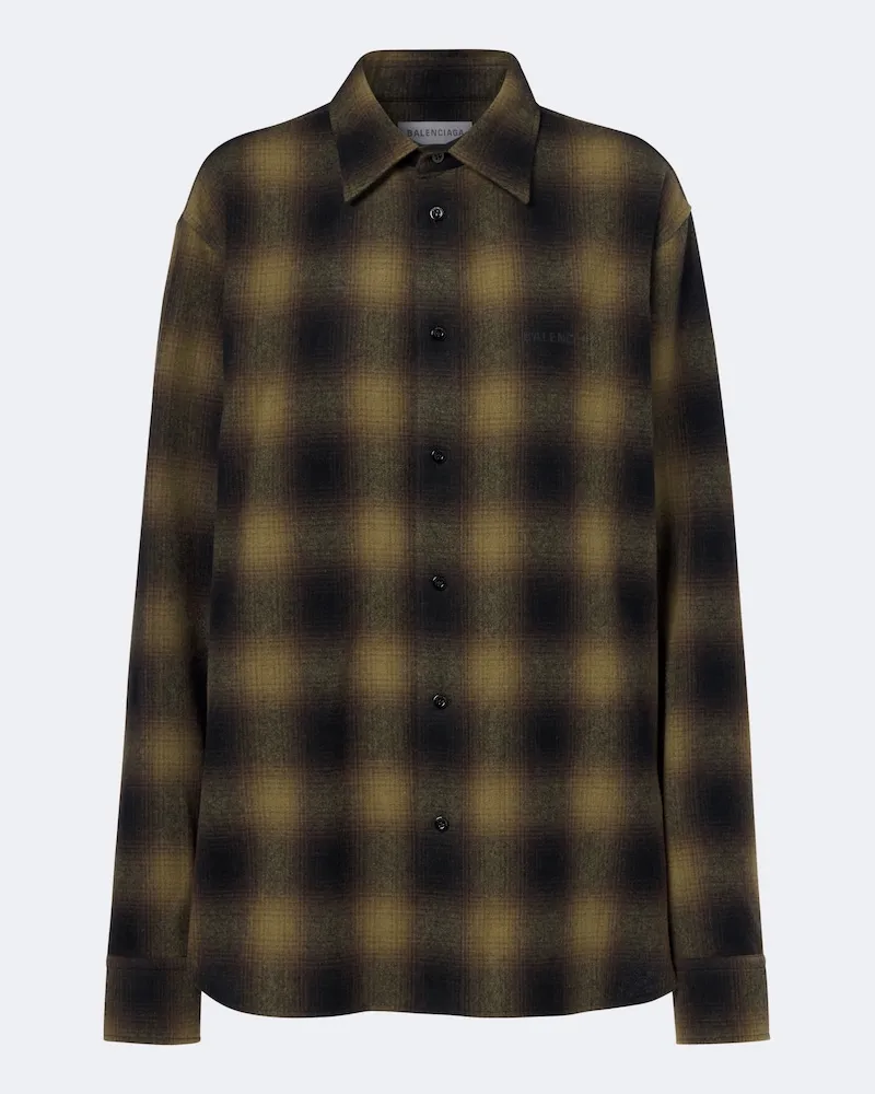 Balenciaga Overshirt aus einem Wollgemisch Grün