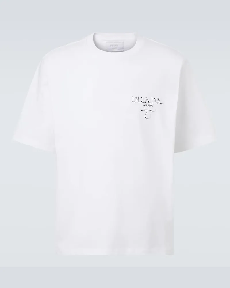 Prada T-Shirt aus Baumwoll-Jersey Weiß