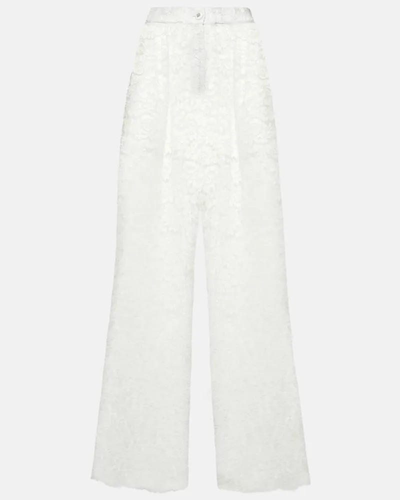Dolce & Gabbana Weite High-Rise-Hose aus Spitze Weiß