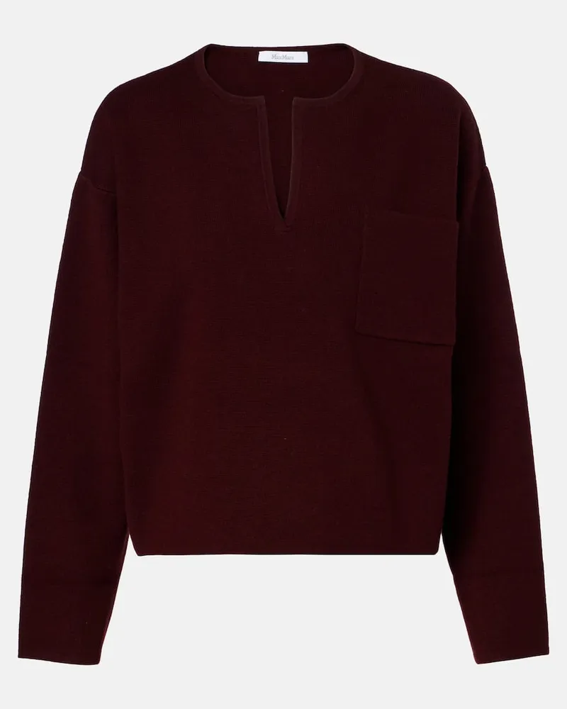 Max Mara Pullover Zibello aus Wolle und Kaschmir Burgund