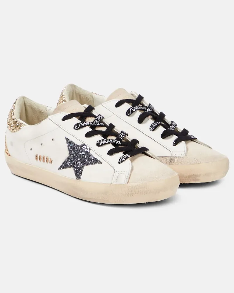 Golden Goose Sneakers Super-Star aus Leder mit Glitter Weiß