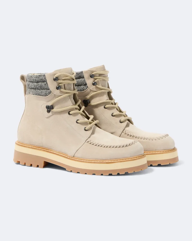 Eleventy Schnürstiefel aus Veloursleder Beige