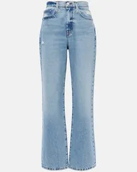 Frame Denim High-Rise Straight Jeans Le Jane Ankle Blau