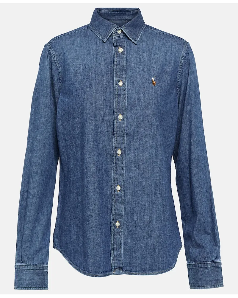 Ralph Lauren Besticktes Jeanshemd Blau