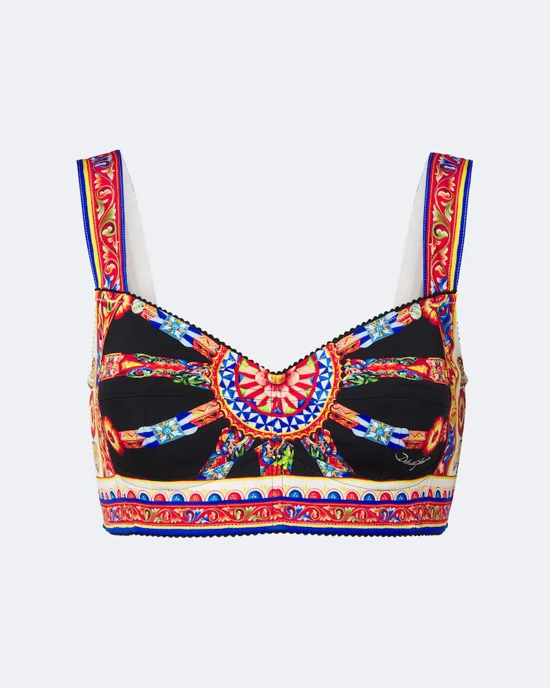 Dolce & Gabbana Cropped-Top Carretto aus einem Seidengemisch Multicolor