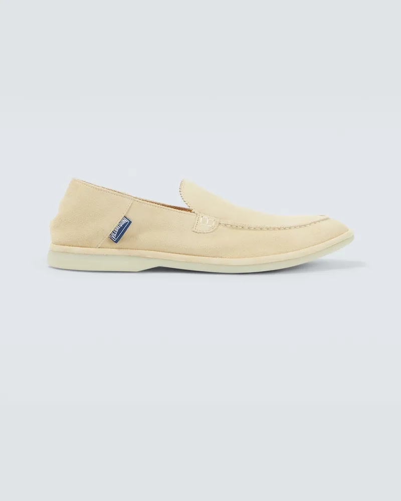Vilebrequin Verzierte Loafers aus Veloursleder Beige