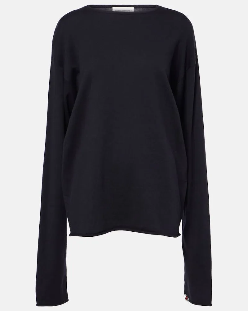 extreme cashmere Pullover N°347 Aries aus Baumwolle und Kaschmir Blau