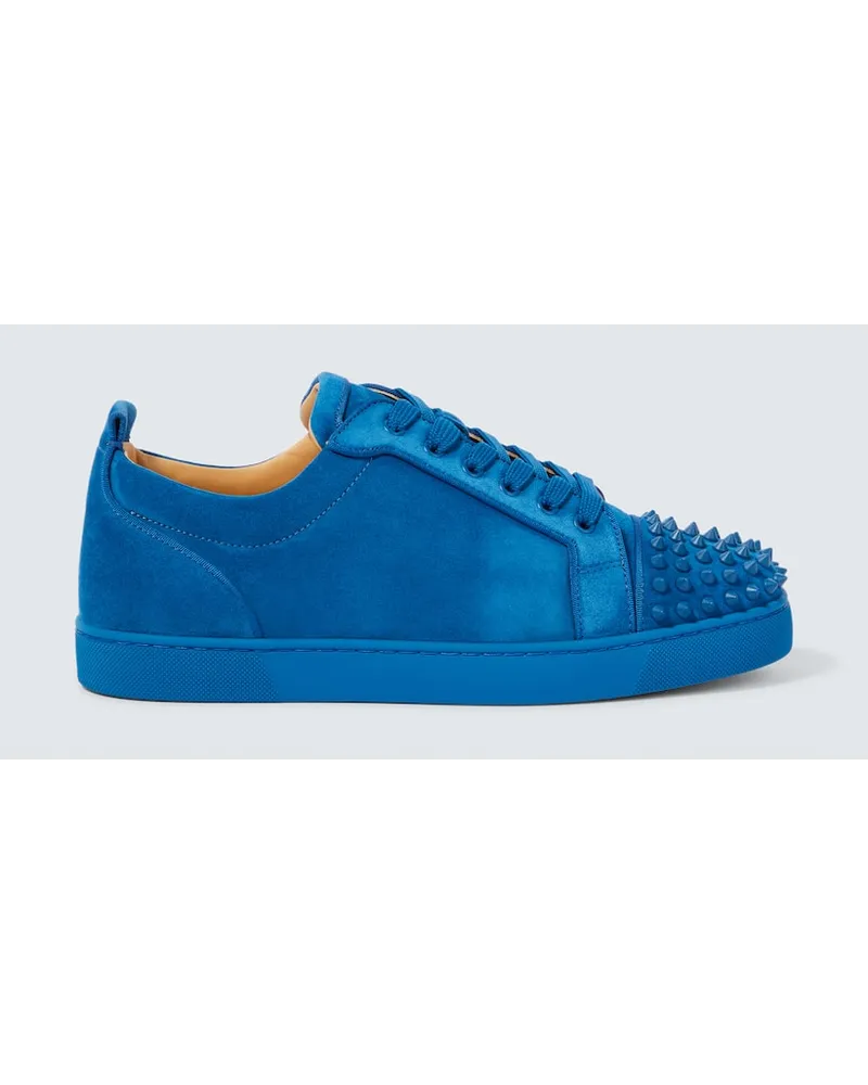 Christian Louboutin Sneakers Louis Junior Spikes aus Veloursleder Blau