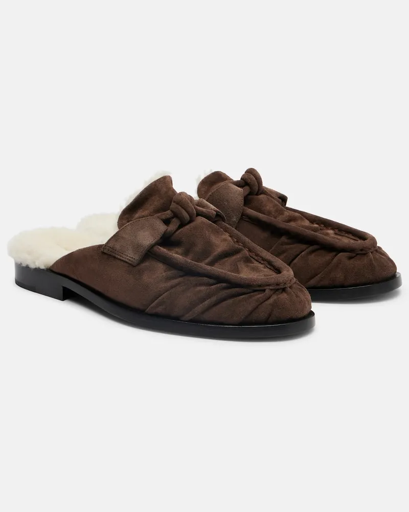 Bottega Veneta Loafers Astaire aus Veloursleder mit Shearling Braun