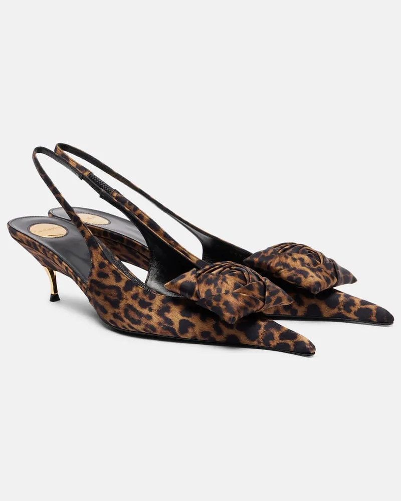 Saint Laurent Bedruckte Slingback-Pumps Dakota 50 Braun