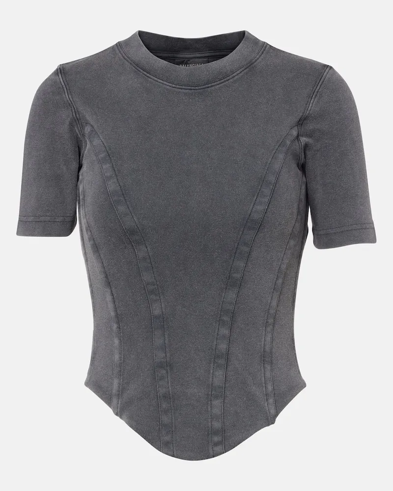 Balenciaga Top aus Baumwoll-Jersey Schwarz