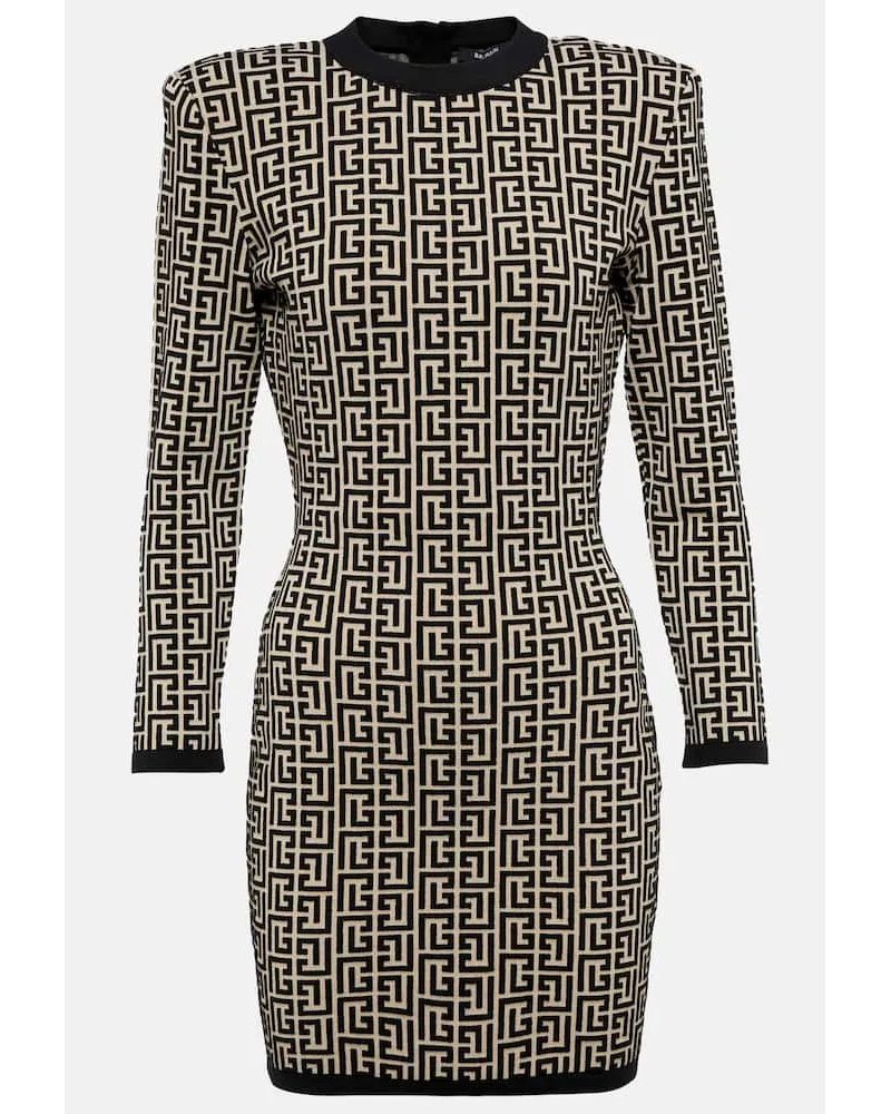 Balmain Minikleid Monogram aus einem Wollgemisch Multicolor