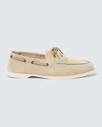 John Lobb Segelschuhe Foil aus Veloursleder Beige