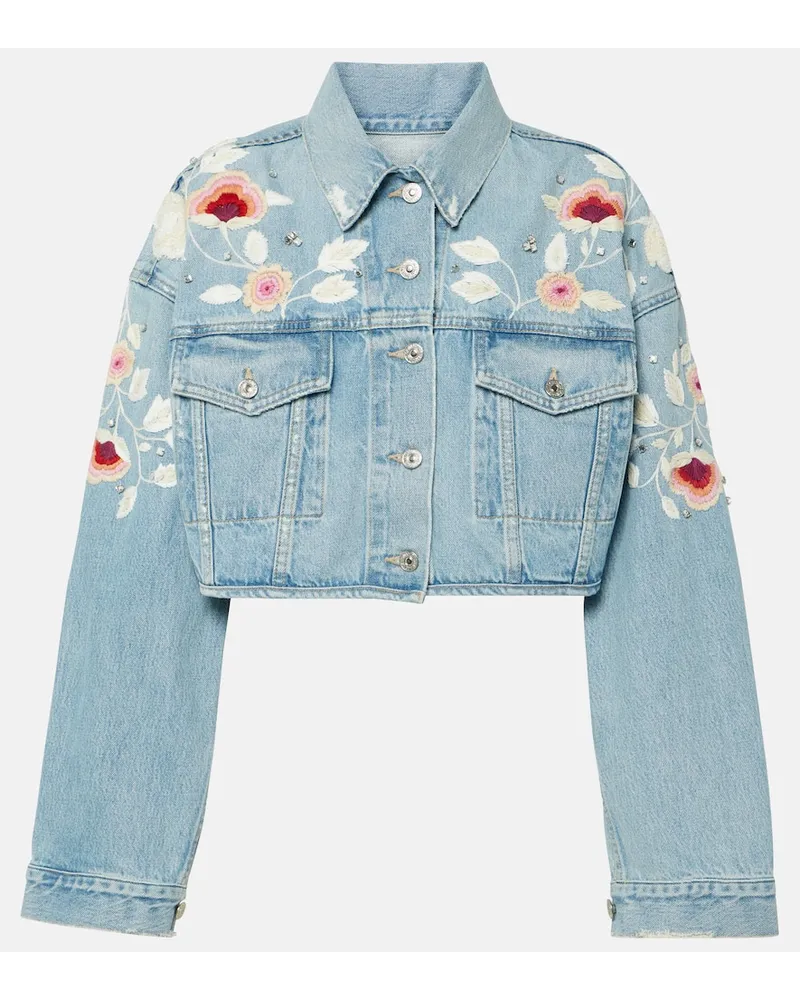 Citizens of humanity Bestickte Cropped-Jeansjacke Lena Blau