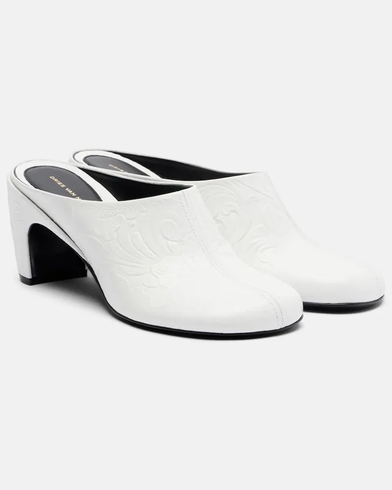 Dries van Noten Mules 65 aus Leder Weiß