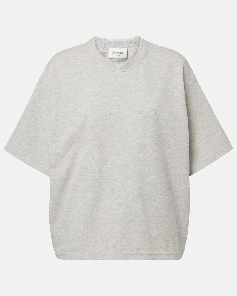 Saint Laurent T-Shirt Cassandre aus einem Baumwollgemisch Grau