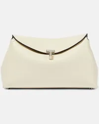 Totême Clutch T-Lock Small aus Leder Weiss