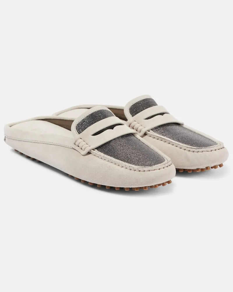 Brunello Cucinelli Mokassins Monili aus Veloursleder Beige