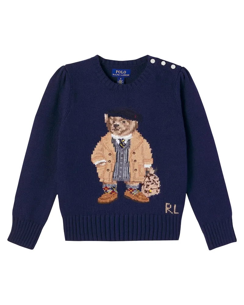 Ralph Lauren Pullover Polo Bear aus einem Wollgemisch Blau