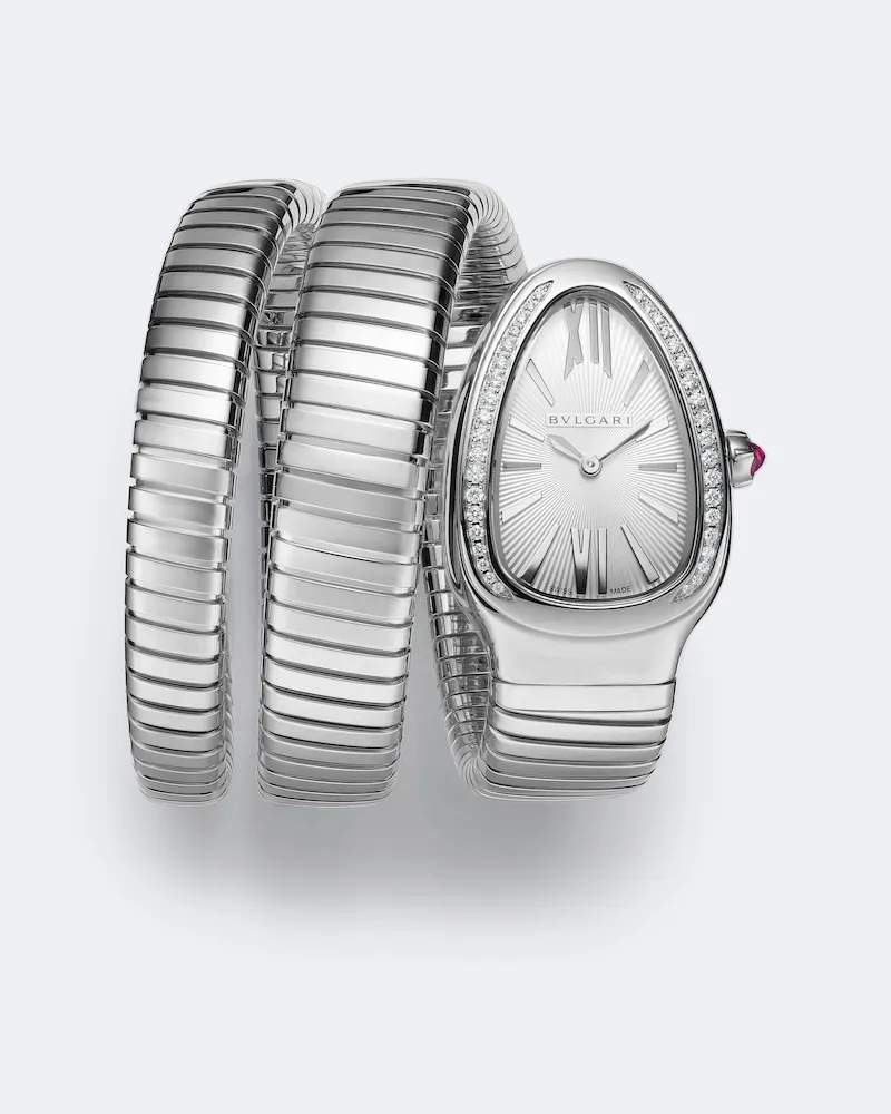 Bulgari Uhr Serpenti Tubogas aus Edelstahl Silber