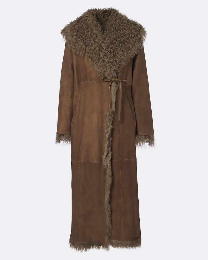 Ralph Lauren Wendbarer Mantel Justyn aus Veloursleder Braun