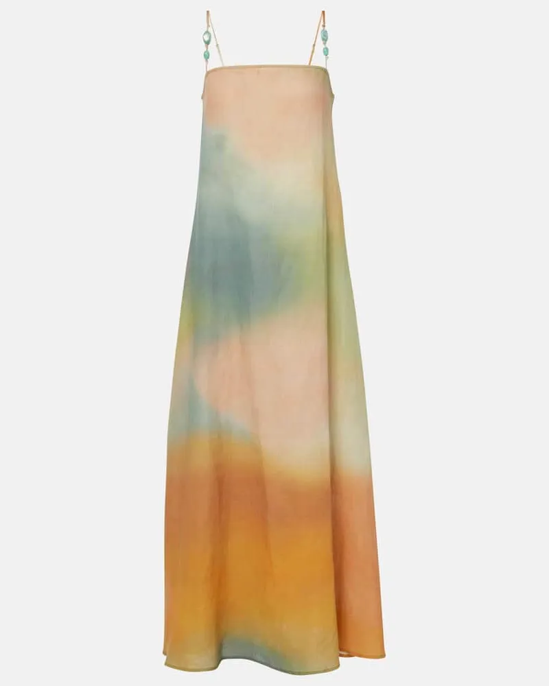 STAUD Maxikleid aus Leinen Blau