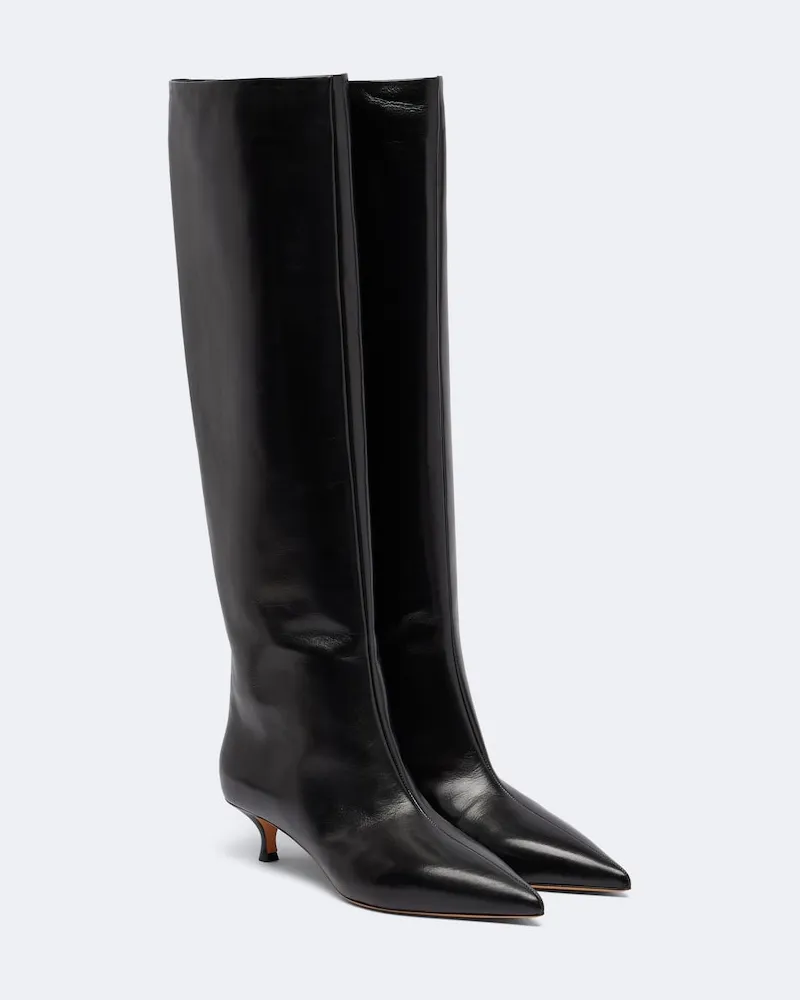 Le Monde Béryl Le Monde Béryl Kniehohe Stiefel Babouche aus Leder Schwarz