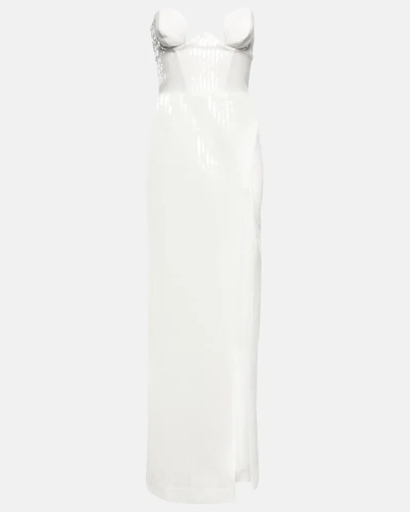 Nensi Dojaka Bridal Robe mit Pailletten Weiß