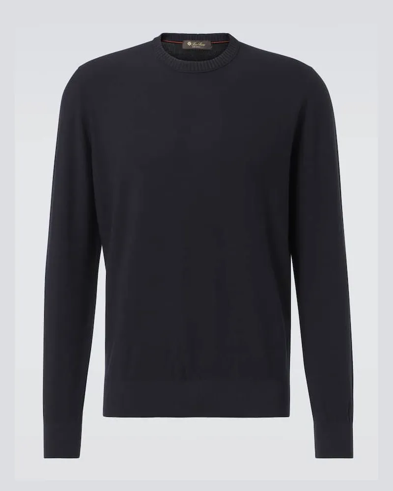 Loro Piana Pullover Walkery aus Baumwolle und Seide Blau