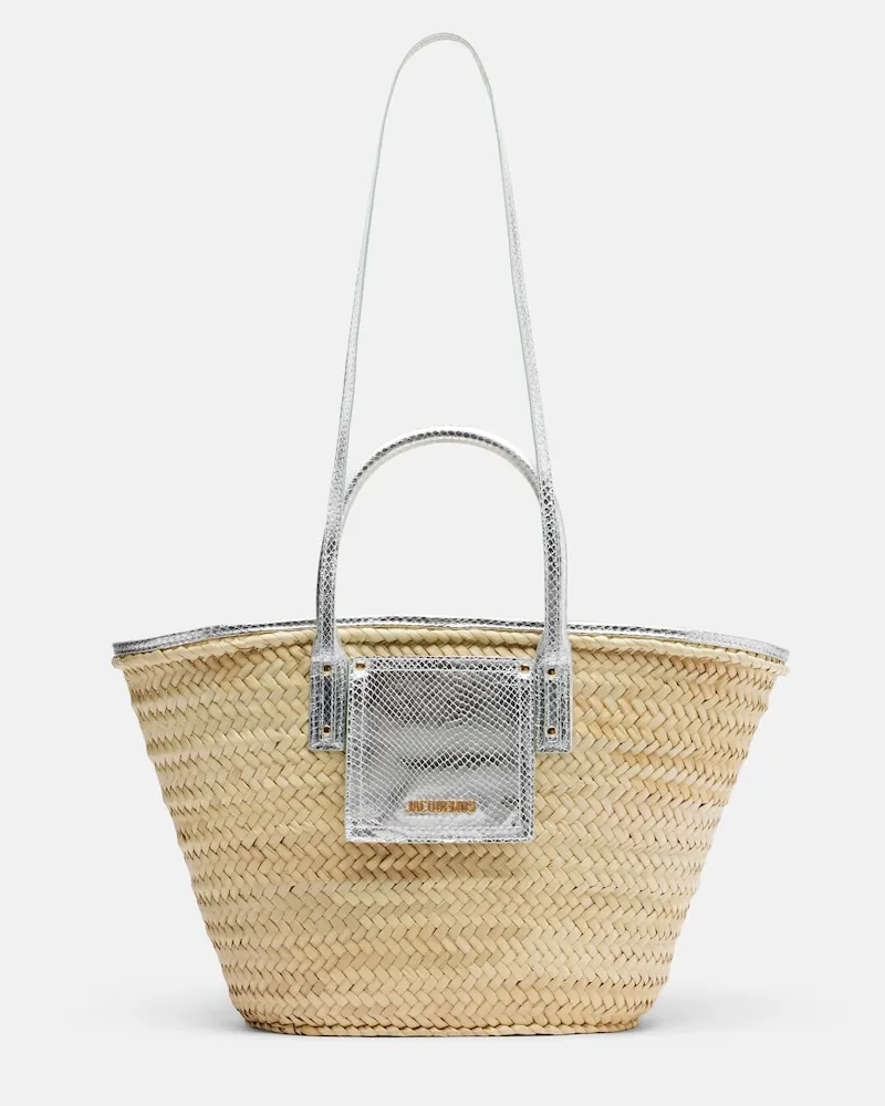 Jacquemus Tote Soli Medium aus Raffiabast Beige