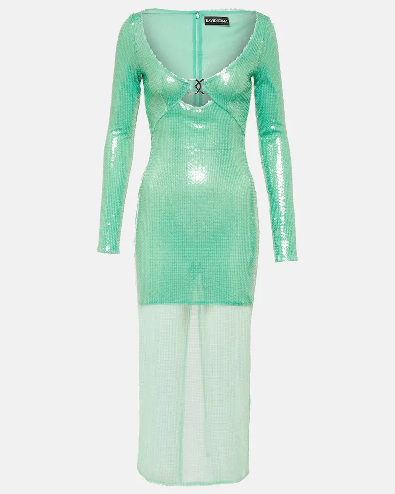 David Koma Midikleid mit Pailletten Grün