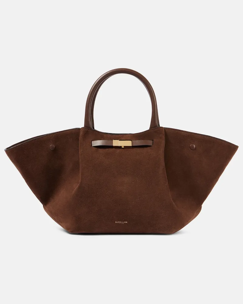 DeMELLIER Tote New York Midi aus Veloursleder Braun