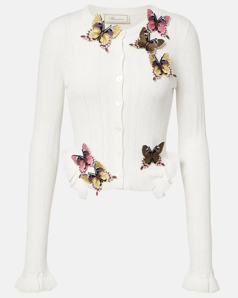 Blumarine Cardigan aus Pointelle-Strick Weiß