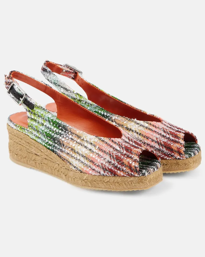 Missoni Verzierte Espadrille-Wedges Joy 30 aus Häkelstrick Multicolor