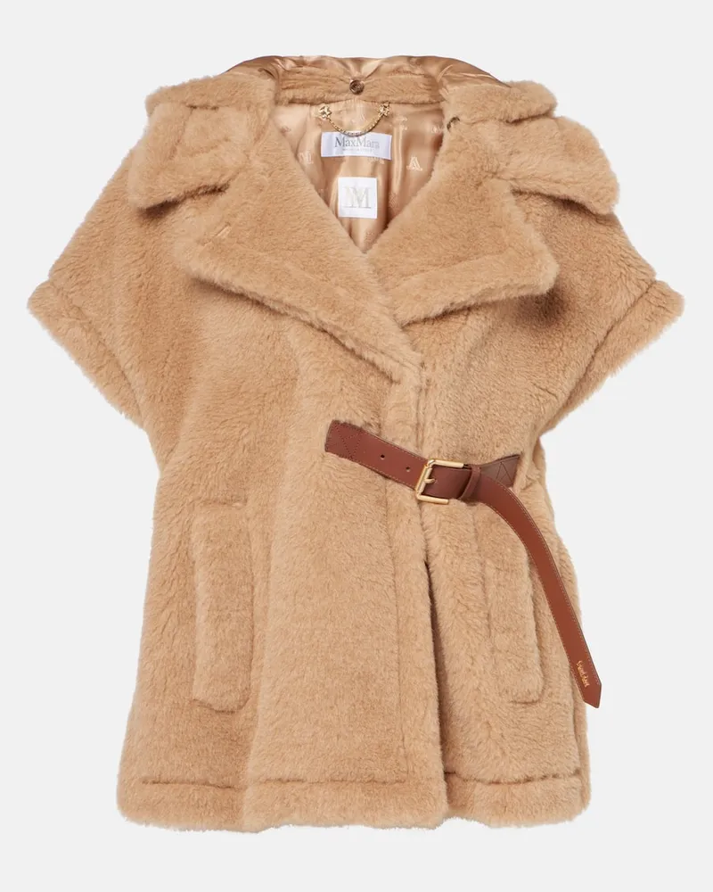 Max Mara Cape aus Teddyfleece Weiß