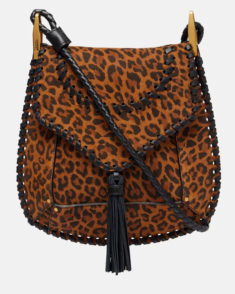 Isabel Marant Schultertasche Anahi Small aus Veloursleder Braun