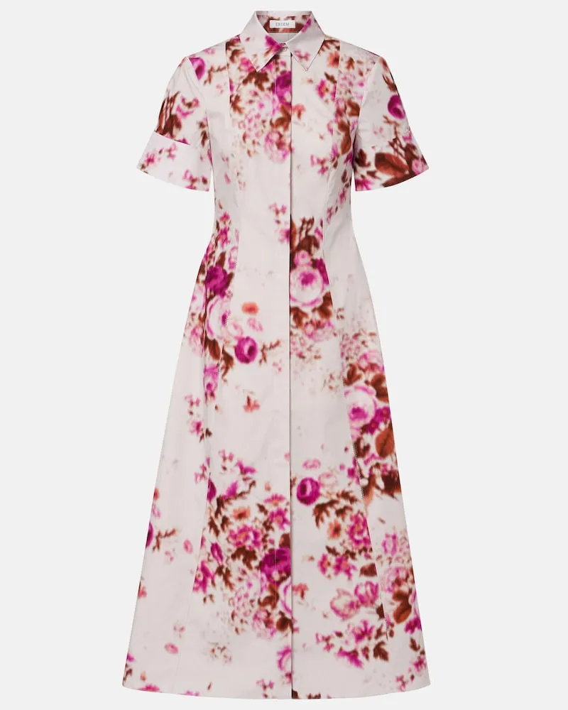 Erdem Hemdblusenkleid aus Baumwollpopeline Multicolor