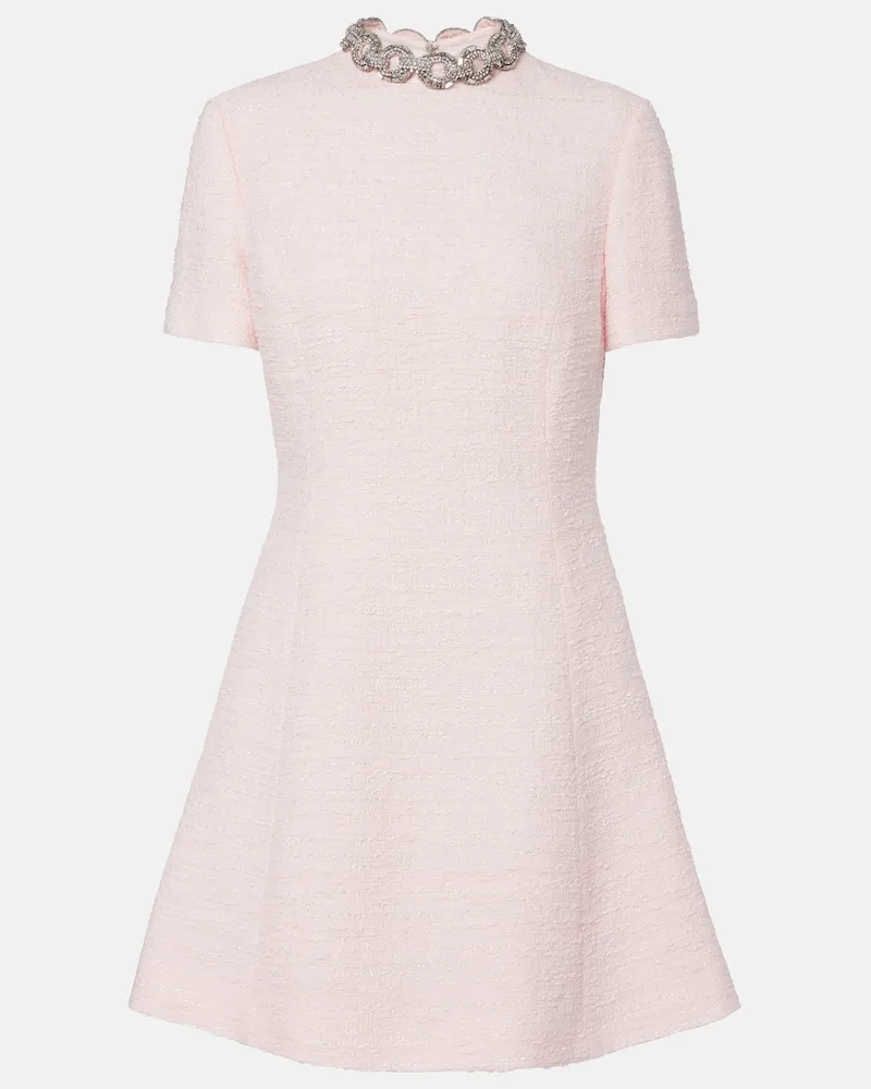 Valentino Garavani Minikleid aus Tweed mit Kristallen Rosa