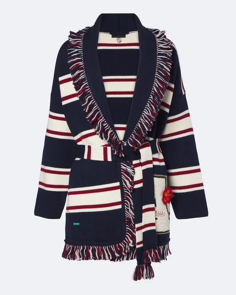 Alanui Wickelcardigan Rugby Club aus Schurwolle Blau