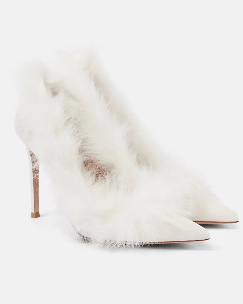 Gianvito Rossi Pumps Jenny aus Lackleder mit Shearling Weiß