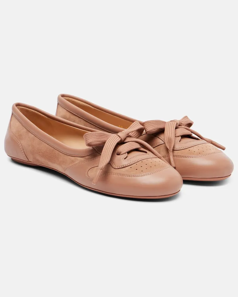 Gianvito Rossi Ballerinas aus Veloursleder mit Leder Rosa