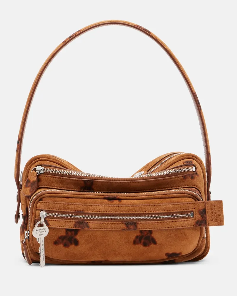 Acne Studios Schultertasche Camero Small aus Veloursleder Braun