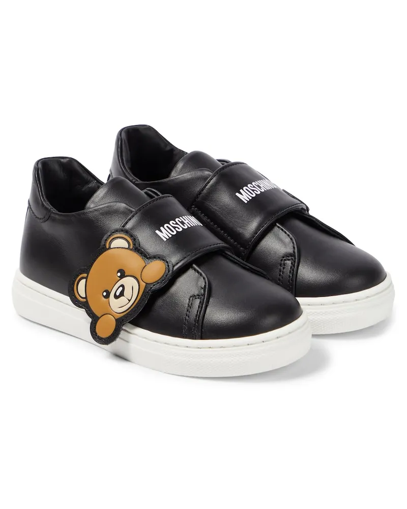 Moschino Sneakers Teddy Bear aus Leder Schwarz