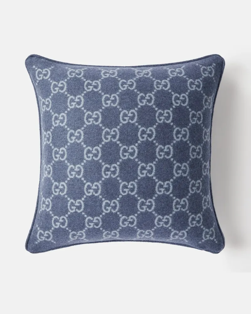 Gucci Kissen GG aus Wolle und Kaschmir Blau
