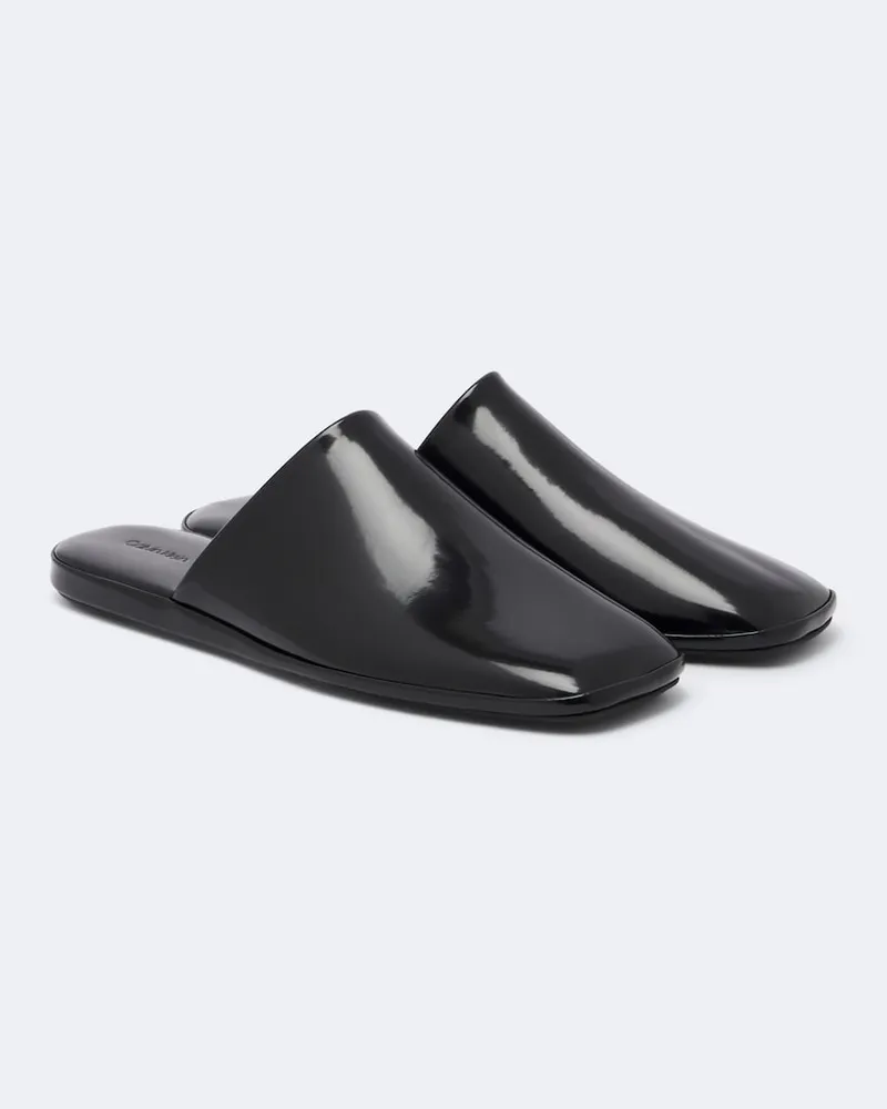 Calvin Klein Slippers Hugh aus Lackleder Schwarz
