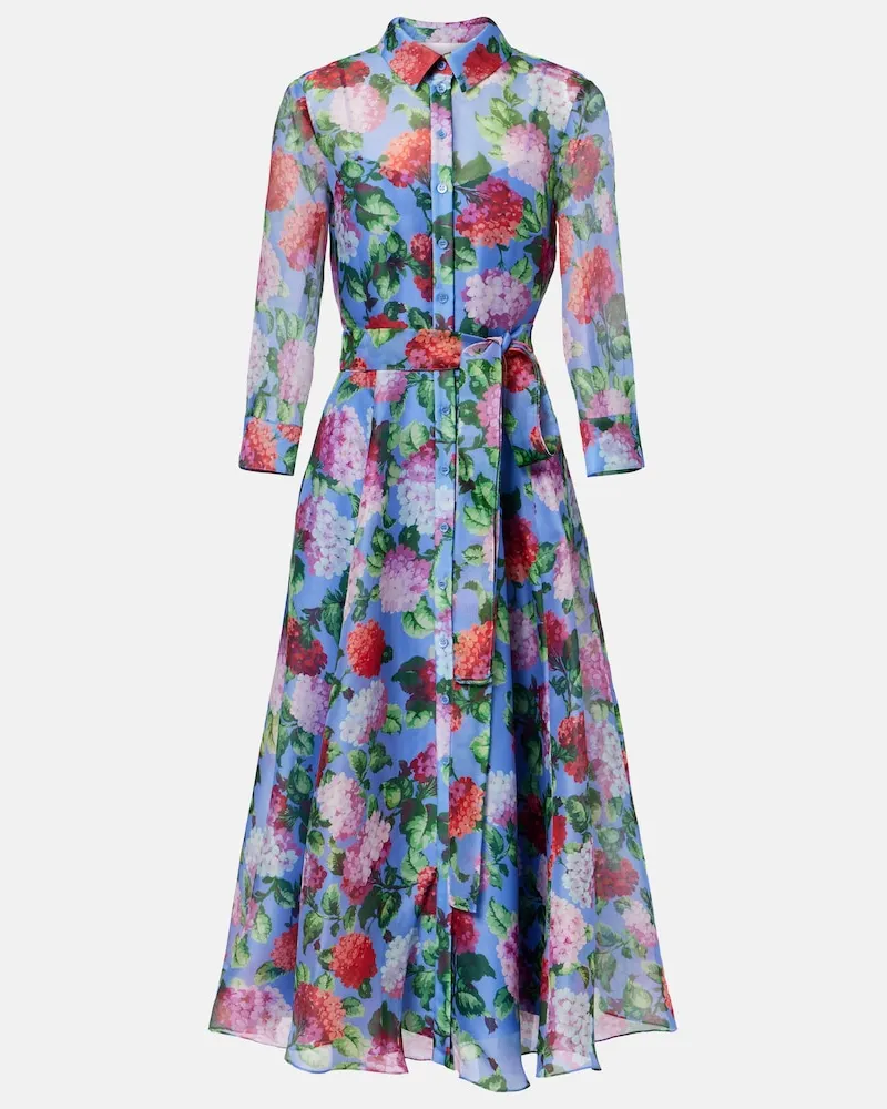 Carolina Herrera New York Hemdblusenkleid aus Seidenorganza Blau
